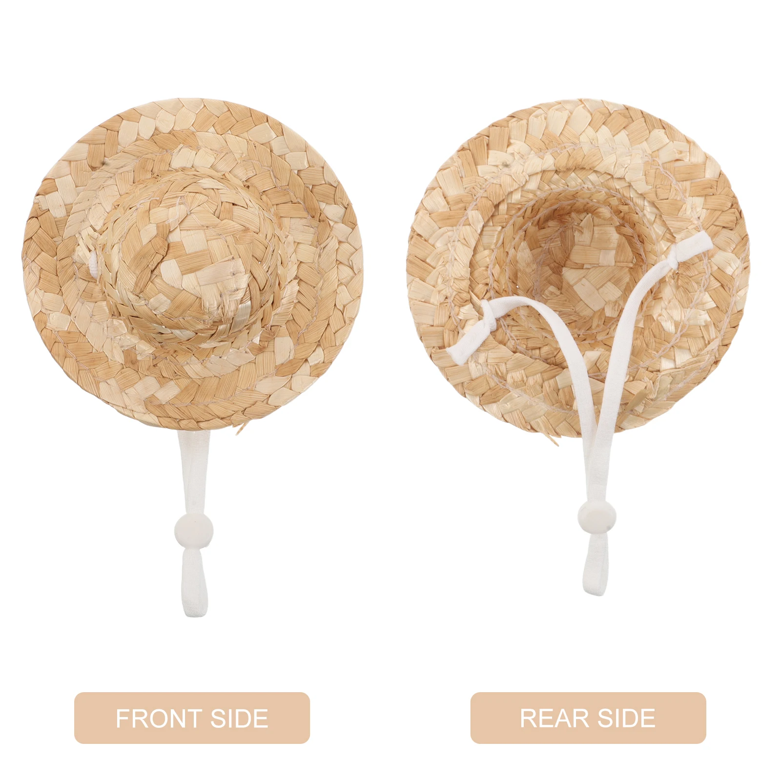 10Pcs Dollhouse Miniature Hats Hand Woven Straw Caps 8Cm Diameter DIY Tiny Craft Sombreros for Decorations Breathable Bamboo