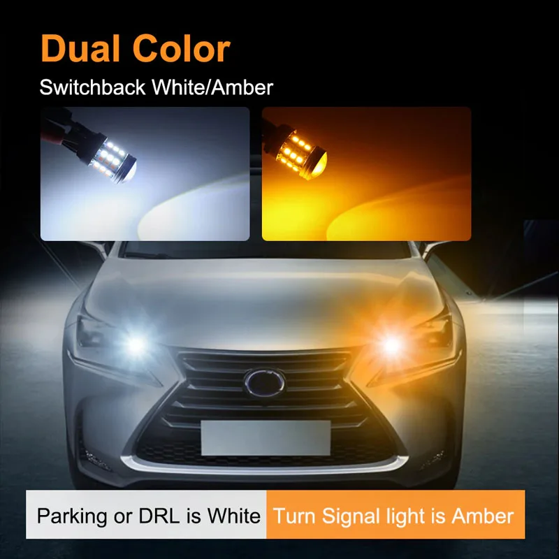 1 st Dual Kleur Parkeerlicht Led T25 3157 P27/7 W 45Smd Auto DRL Richtingaanwijzer Lamp Auto Gloeilamp 12 V AUTO Accessoires