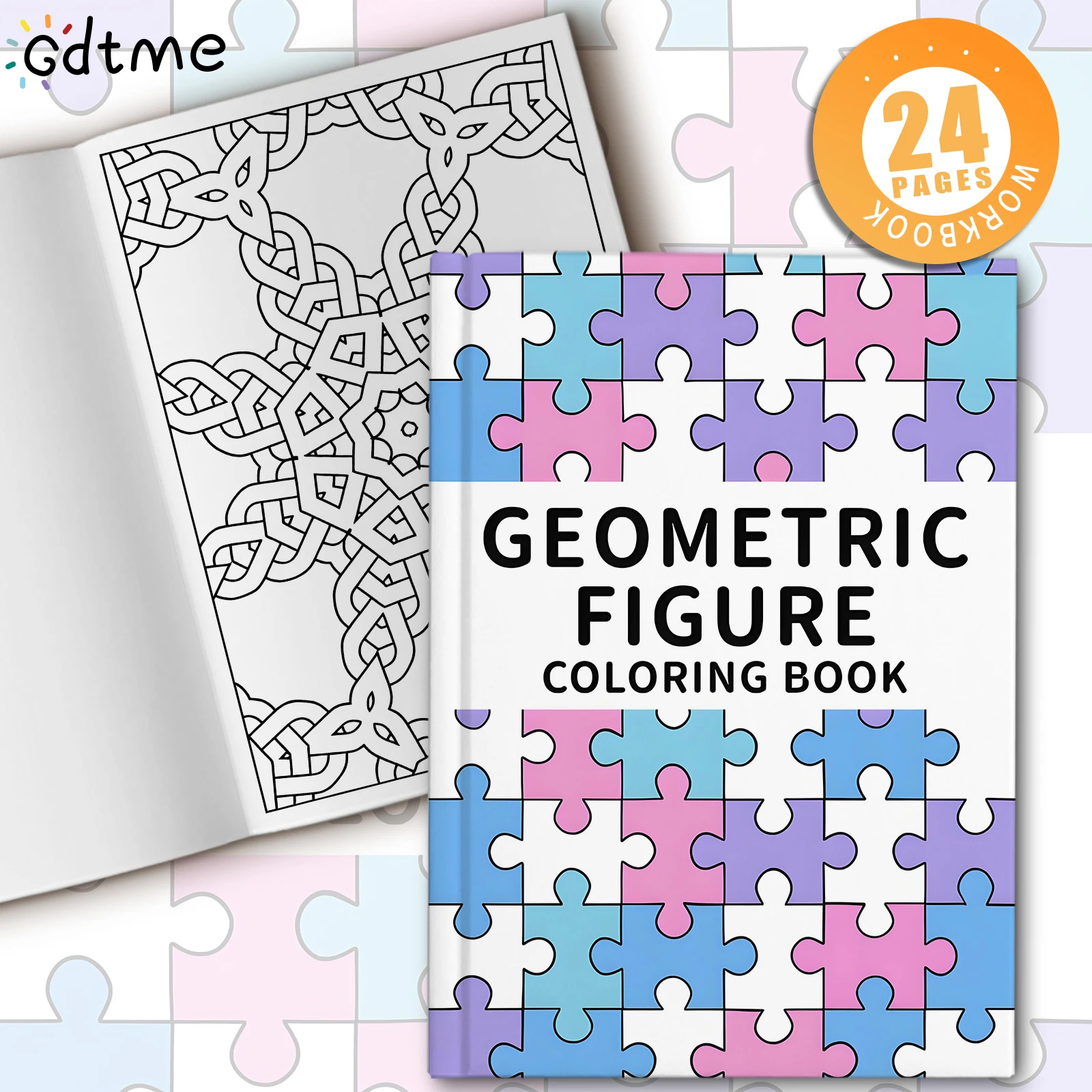  24Pages Geometric Pattern Coloring Book Abstract Knotwork & Mandala-Style Illustrations Relaxing Creative Drawing Book for Adu