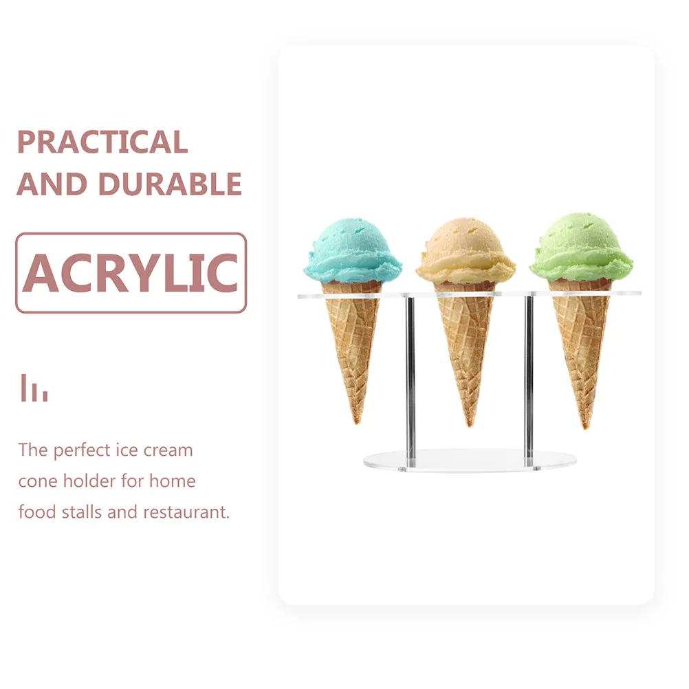 2 Pcs Ice Cream Display Mini Cone Ice-cream Stand Holder Roll Transparent Sushi Acrylic Rack Easy Transfer