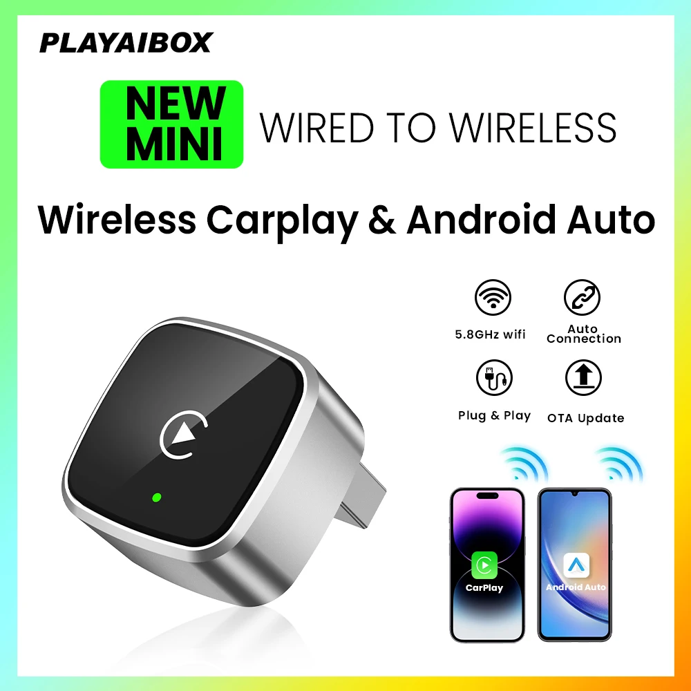 

2025 Беспроводной адаптер CarPlay Android Auto USB Dongle Smart Mini Box Plug And Play 5G WIFI Bluetooth для 98% проводных автомобилей Carplay