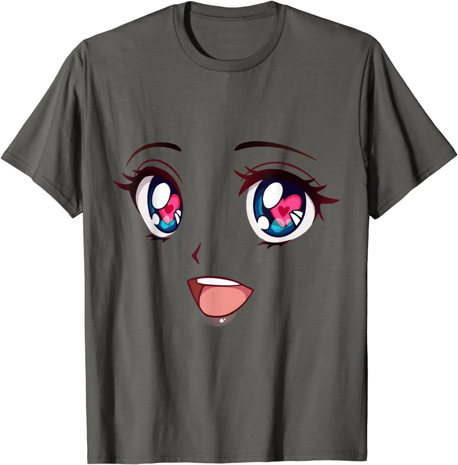 Cute Anime Manga Face with Love Heart Reflection In Eyes T-Shirt