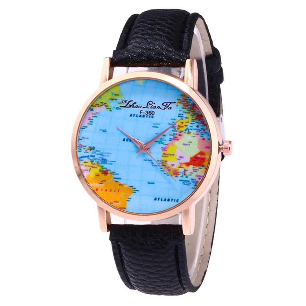 

Fashion Watch Men Watch Quartz Watch For Men And Women With Simple World Map Printing Round Dial