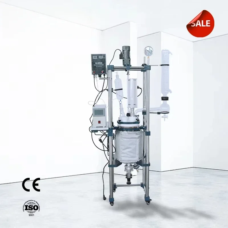 10l 20l 50l Biodiesel Ultrasonic High Pressure Lab Flat Bottom Chemistry Jacketed Glass Reactor