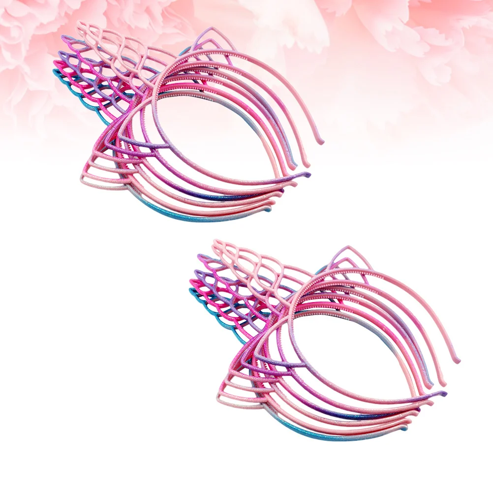 

18 шт., обруч для волос с единорогом, градиент цвета, блестящий АБС-пластик, рассыпчатая пудра, декор, головные уборы для детей, девочек, вечерние обручи для волос с единорогом