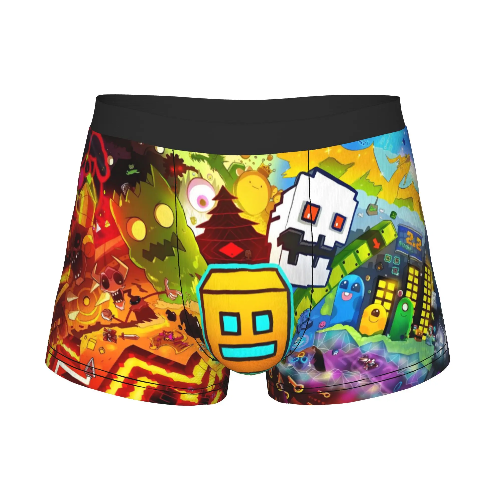 Geometry Dash Cartoon Underwear Men Print Game Boxer Shorts Panties Briefs Soft Underpants