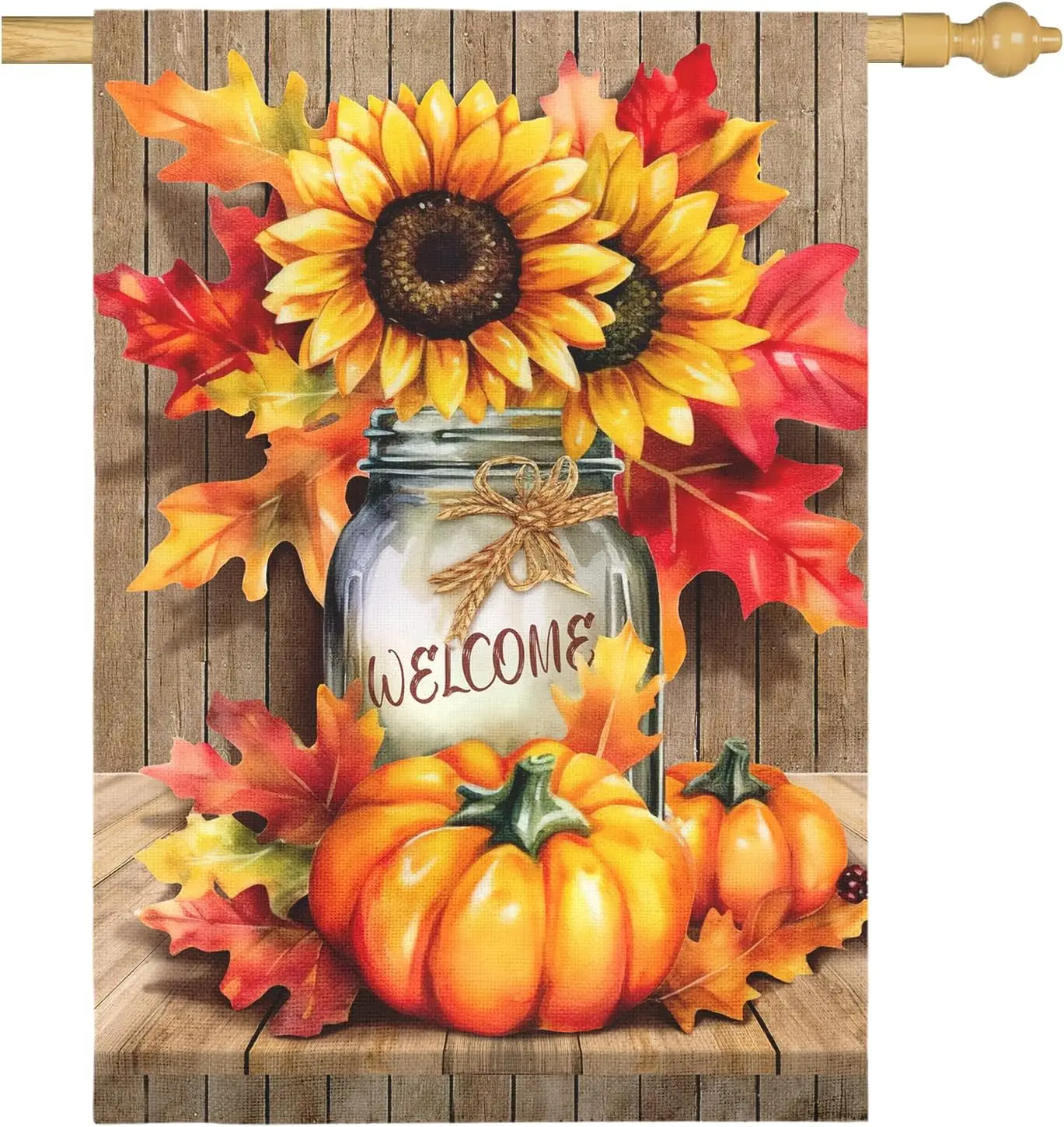 Fall Garden Flags Thanksgiving Sunflower Pumpkin Printing House Flag Welcome Autumn Maple Leaves Yard Flags for Outside Maso kkz