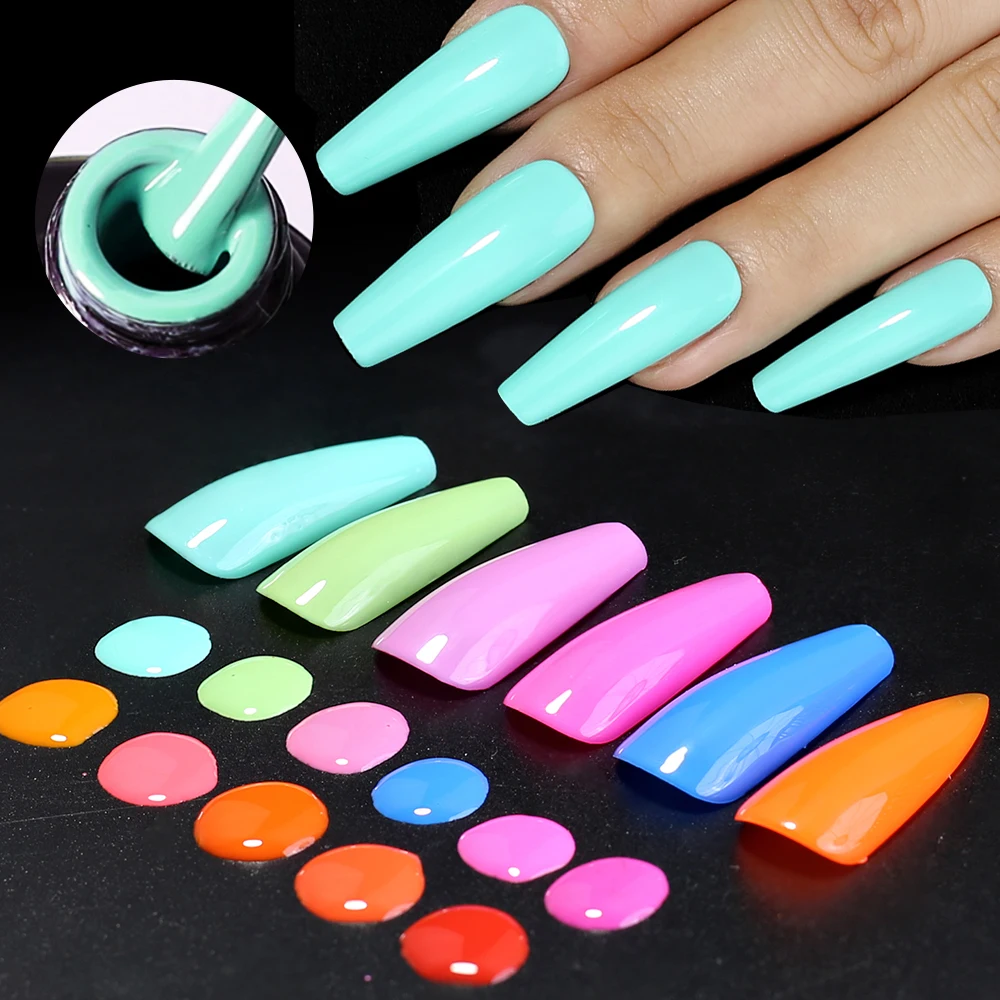 Arco-íris ghini neon gel unha polonês fluorescente cor cola semi-permanente uv led suprimentos de salão de arte de unhas para verniz profissional