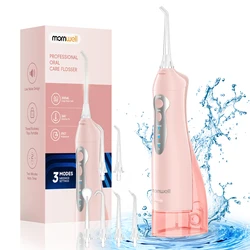 Irrigador Bucal Mornwell D52, Recargable, Portátil, 300 ml, 4 Boquillas, Impermeable, Limpiador Dental