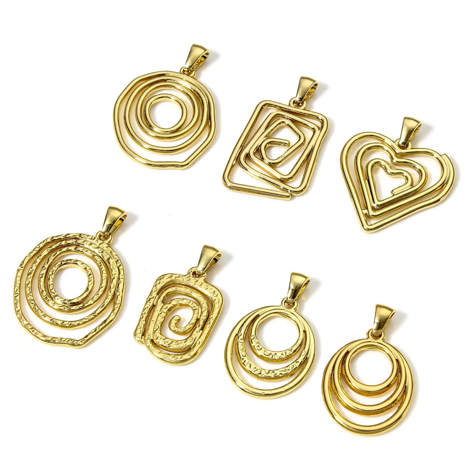 1pc 304 Stainless Steel Charms Gold Color Irregular Round Heart Hollow Pendant DIY Necklace Earrings For Women Jewelry Findings