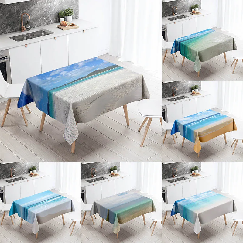 

Beach tablecloth seaside scenery anti-fouling waterproof rectangular kitchen dining table home decoration