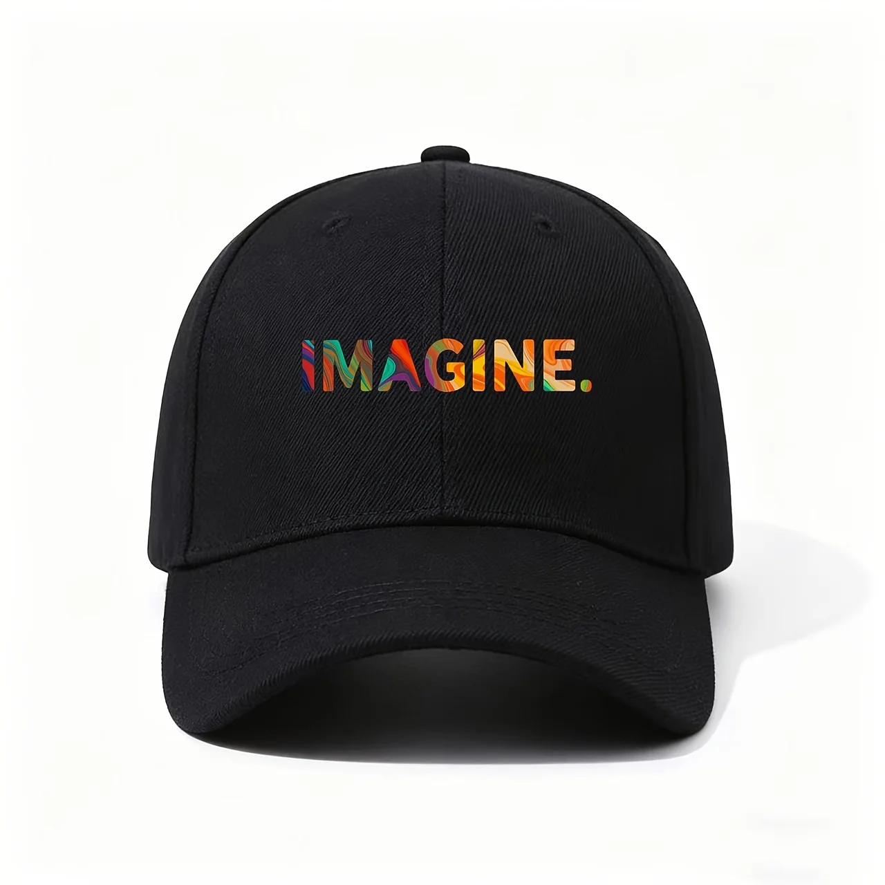 Adjustable Baseball Cap with IMAGINE Print - Marbled Suitable for Dreamers & Artists, Lightweight Breathable Strap, Colorful IMA