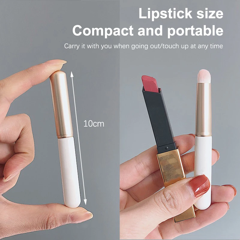 Draagbare Ronde Hoofd Mini Lip Borstel Draagdeksel Lippenstift Borstel Concealer Borstel Meisje Lipgloss Make-Up Borstel