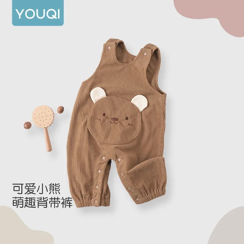 【Youqi】ชุดเอี๊ยมเด็กทารกสไตล์จีนสำหรับเด็กชายและเด็กหญิง ชุดเอี๊ยมแบบชิ้นเดียวสำหรับเด็กทารก กางเกงขายาวทรงตรงแบบเปิดเป้าลำลองสำหรับเด็กเล็ก