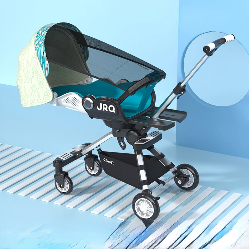 One Key Rotary Folding Can Sit and Lie Portable Baby Stroller Travel , High Landscape Simple Umbrella Car,hidden Shade Baby Cars