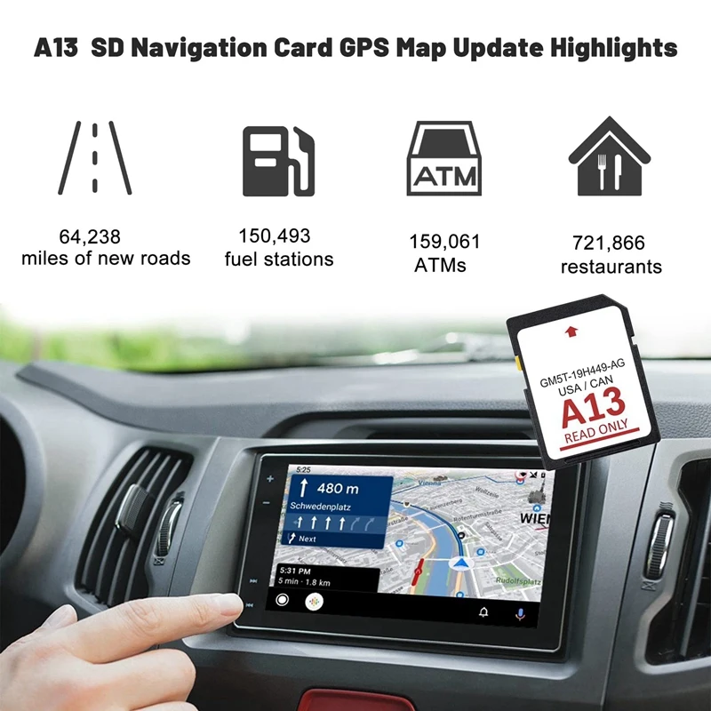 1 PCS A13 Navigation Card Latest 2022 Navigation Card Maps Sync System Update USA/Canada Maps GM5T-19H449-AG Plastic