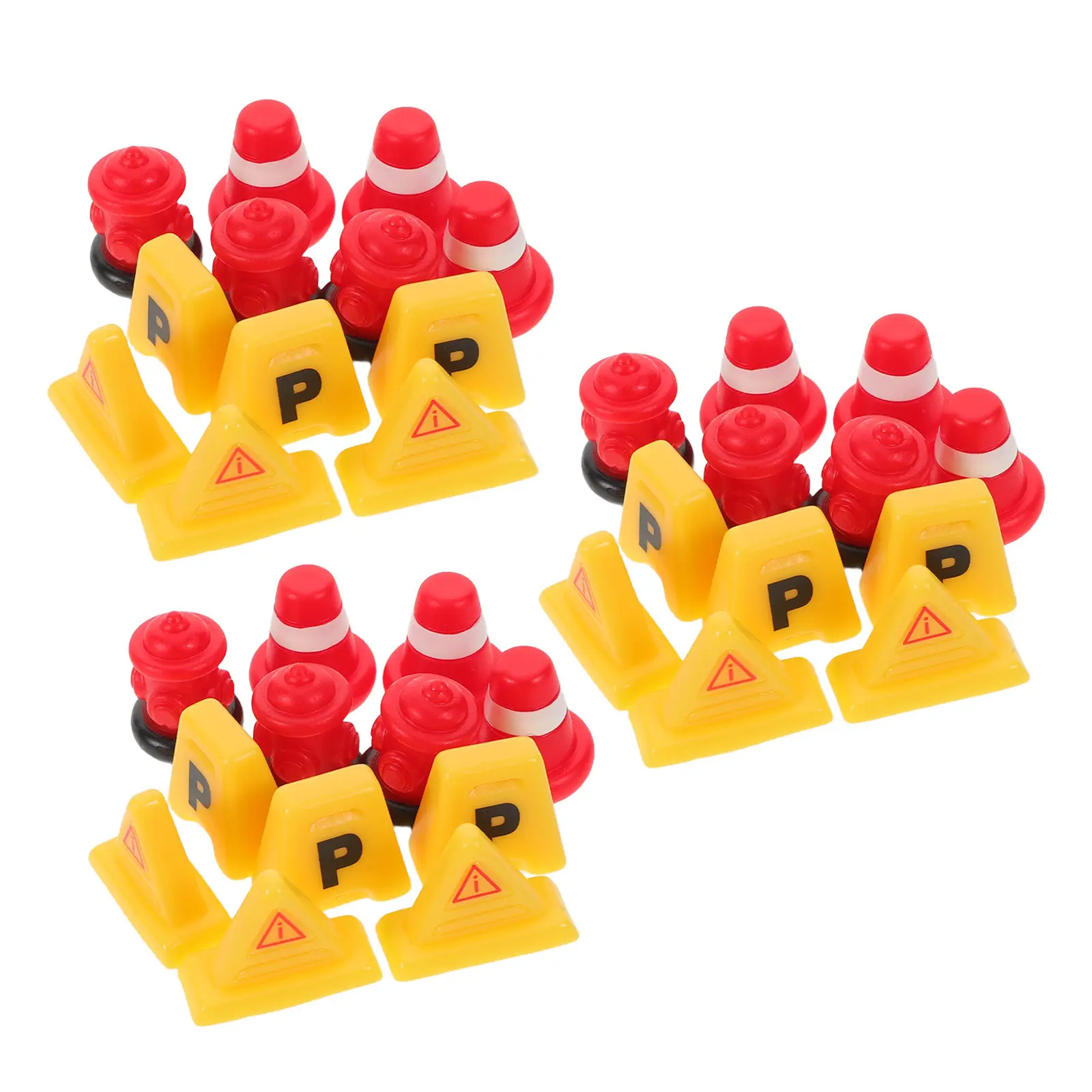 40Pcs Micro Landscape Mini Road Signs Set Miniature Traffic Cones Safety Barriers for Garden Decoration Pretend Play Accessories