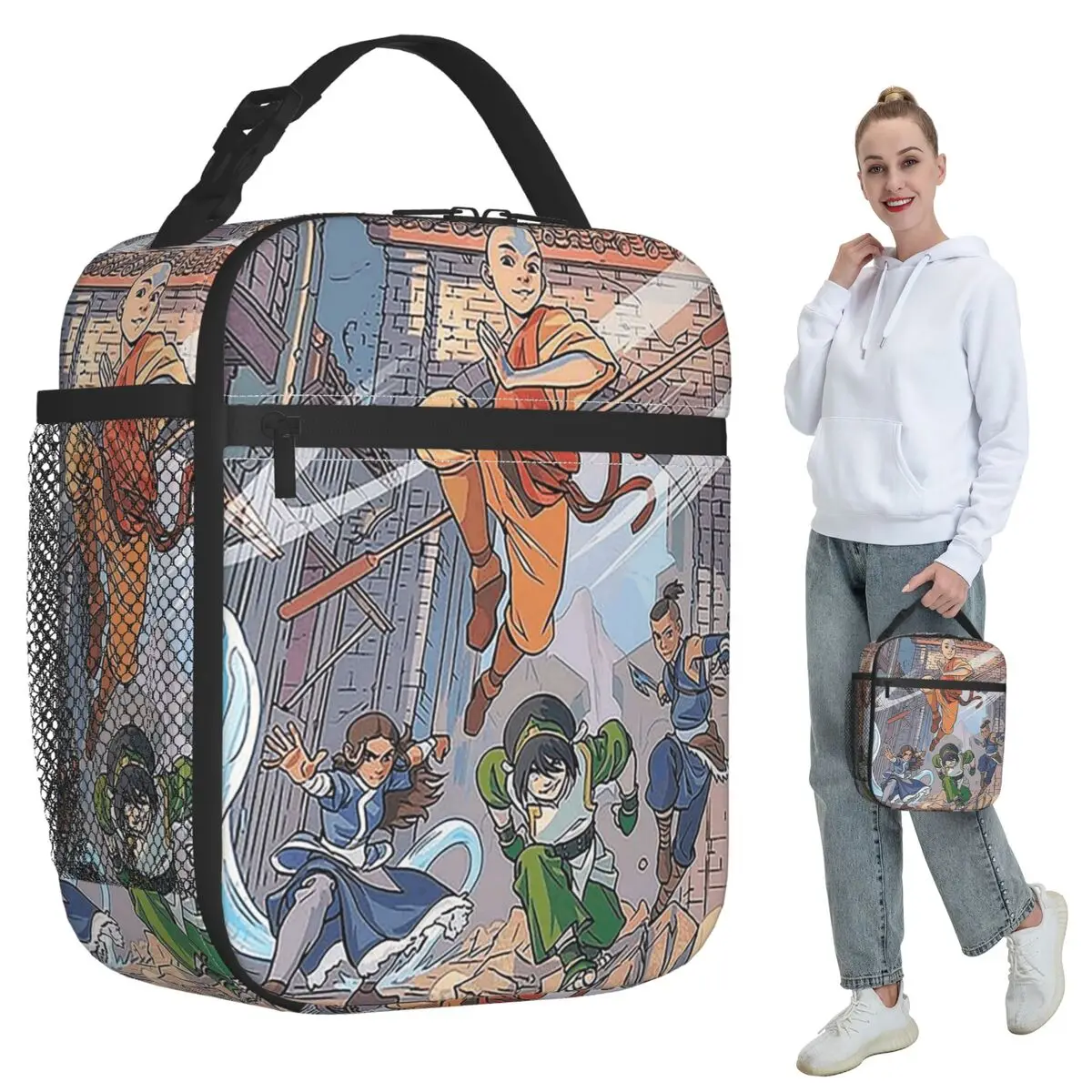 Design Avatar Aang Insulated Lunch Bag for Women Office Cooler Thermal Food Box Tote Leakproof Lunch Boxes Container