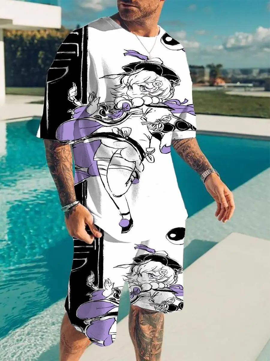 

3D Cartoon Print ort Sve Suit M Casual Sportswear Set Summer Comfortable ort Pants Big Size T-irt And orts