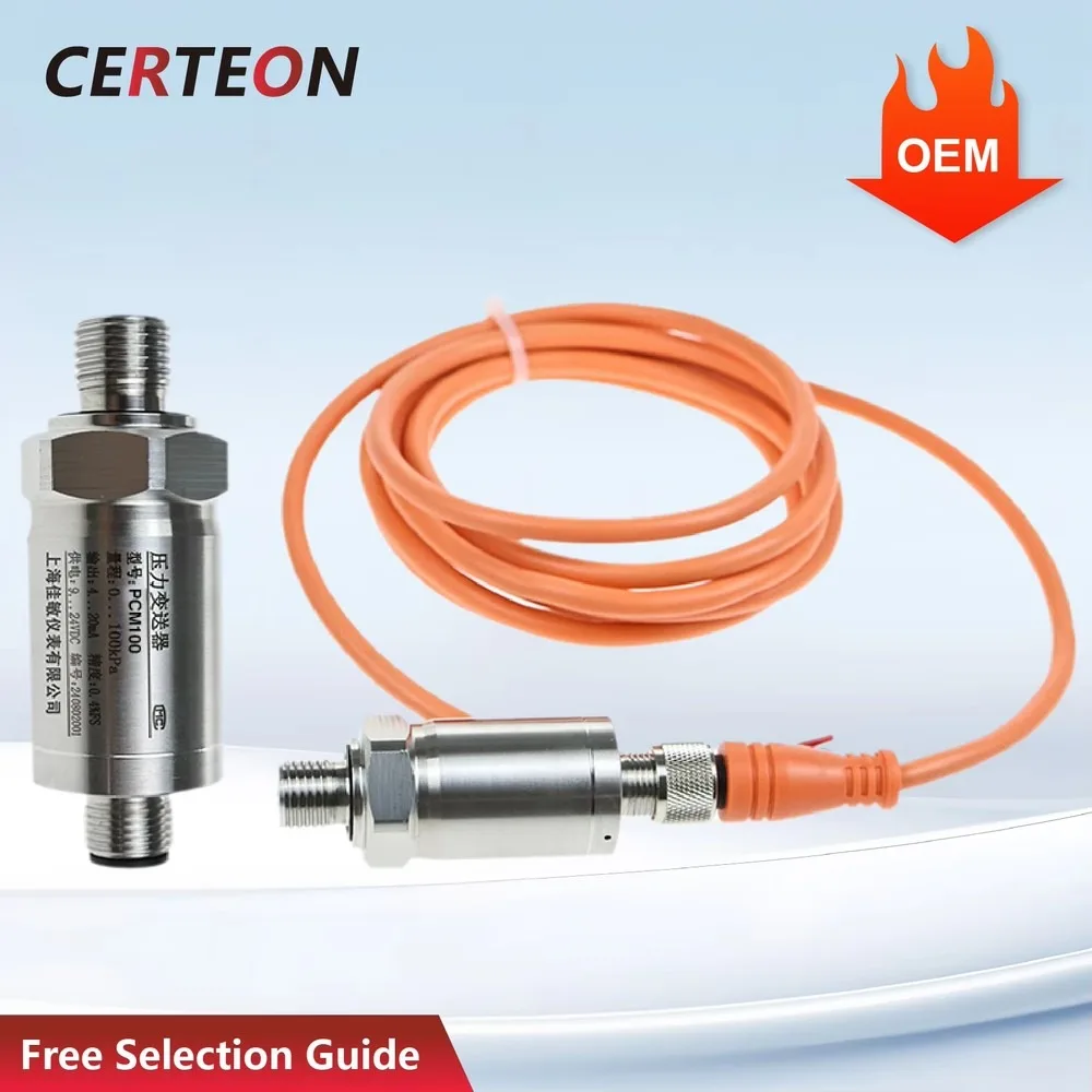 Industrial IP65 M12 Pressure Transmitter 4-20mA Output Durable Sensor for Manufacturing Automation Systems