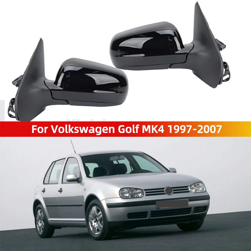 

Автомобильные аксессуары, 5-контактное боковое зеркало двери в сборе для Volkswagen Golf MK4 1997-2007, глянцевое черно-синее зеркало с подогревом