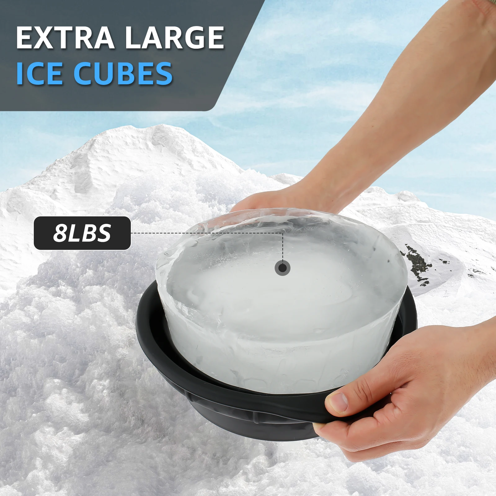 2Pcs Extra Large Ice Block Mold Silicone Big Ice Cube Tray 8 Pounds Oversized Ice Maker Large Sized Ice Producer Ice Cube Mold