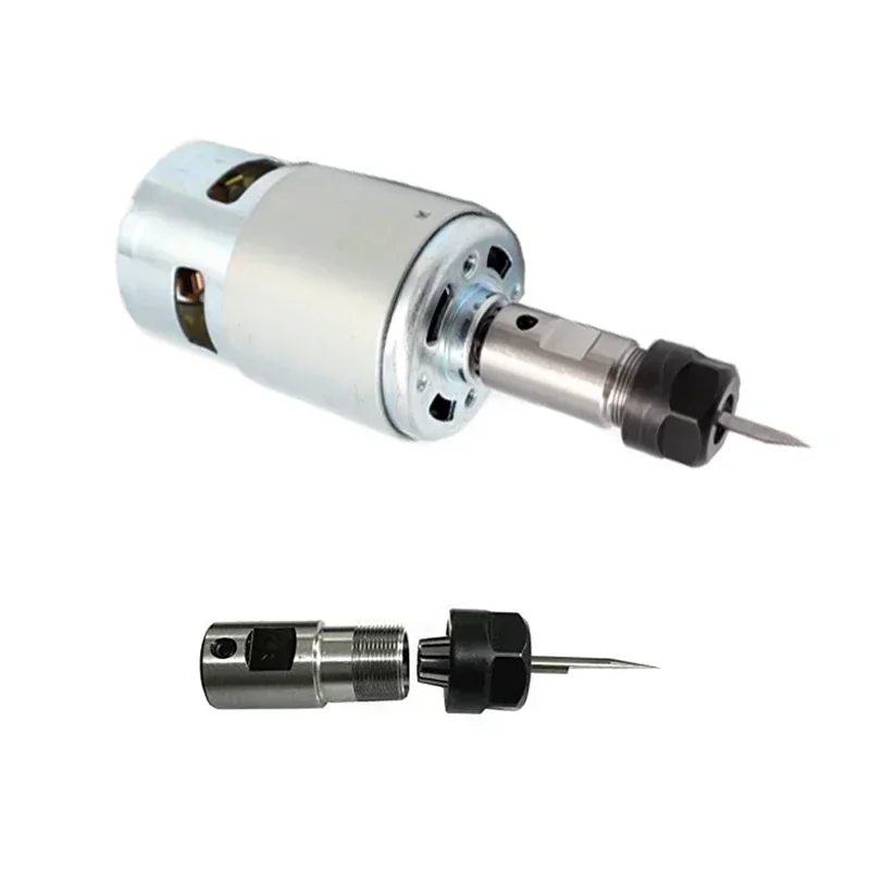 775 DC Motor 12-36V Ball Bearing Spindle Motor with ER11 Extension Rod Carving Knife for CNC Router Machine 1610/ 2417/ 3018