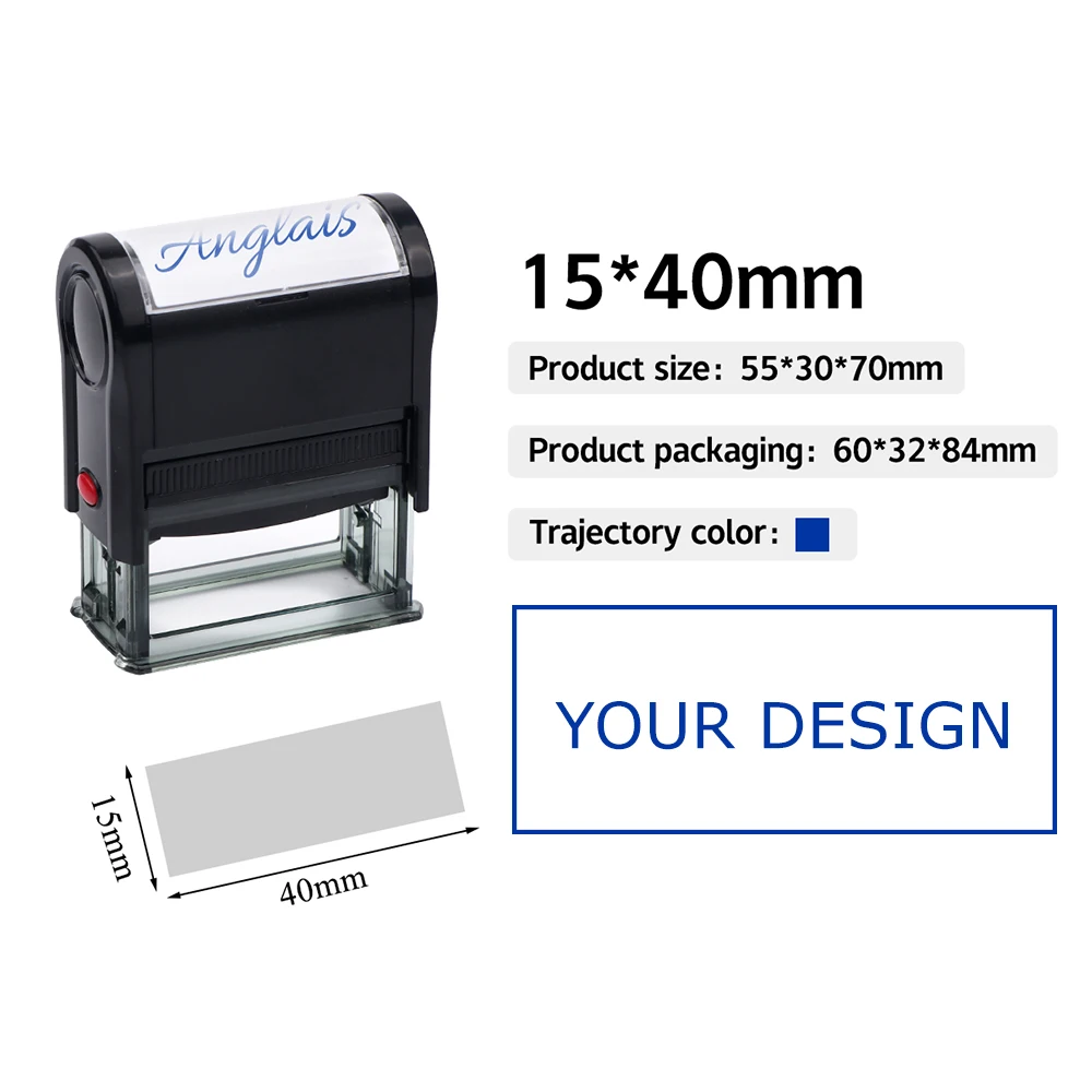 Rechthoek Patroon Aangepaste Zelfinktende Stempel Gepersonaliseerde Adres Tekst Logo Ontwerp Druk-type Inkten Stempels voor DIY Visitekaartje