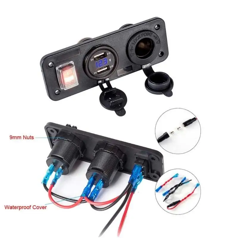 

R53C Автомобиль Лодка Грузовик 12 В 24 В 2 USB Зарядное устройство Вольтметр Переключатель Прикуривателя