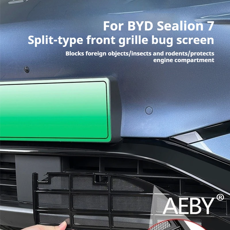 

AEBY For BYD Sealion 7 2024 Car Front Bumper Fly Screen Clip Mount Anti-Insect Mesh Grille, Custom Fit Car Exterior Accessories