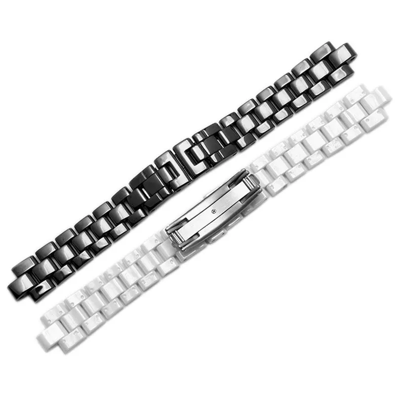 For J12 ceramics wristband high quality women\'s men\'s watch strap Fashion bracelet black and white watchbands 16mm 19mm