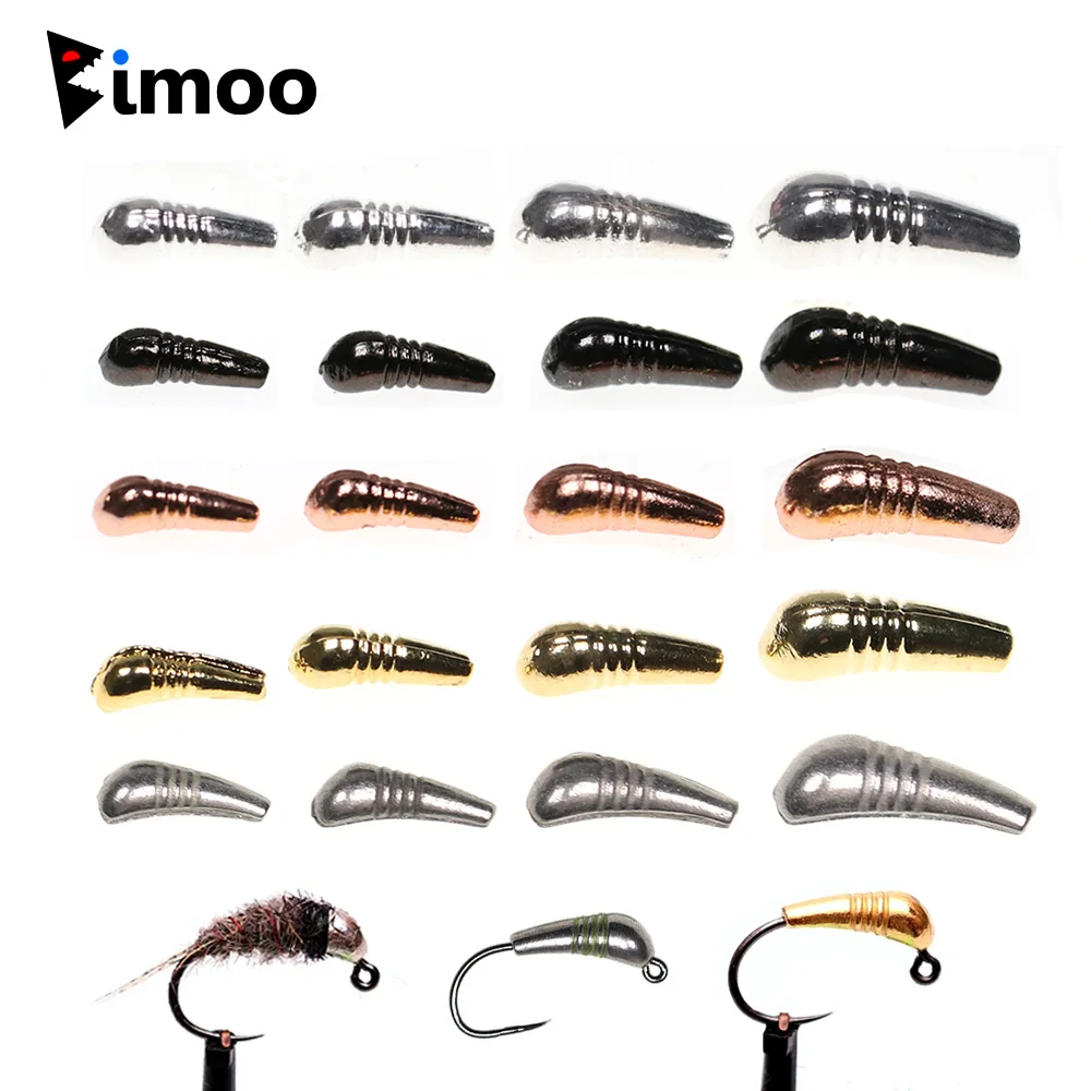 Bimoo-Plantilla de cuerpo de Nymph de tungsteno, cuentas traseras de gancho, Material de atado de moscas ponderado, negro, plata, cobre, dorado, XS