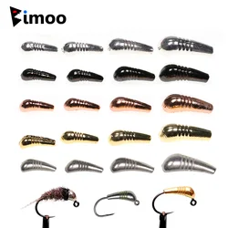 Bimoo-Plantilla de cuerpo de Nymph de tungsteno, cuentas traseras de gancho, Material de atado de moscas ponderado, negro, plata, cobre, dorado, XS S M L, 12 unids/lote por bolsa