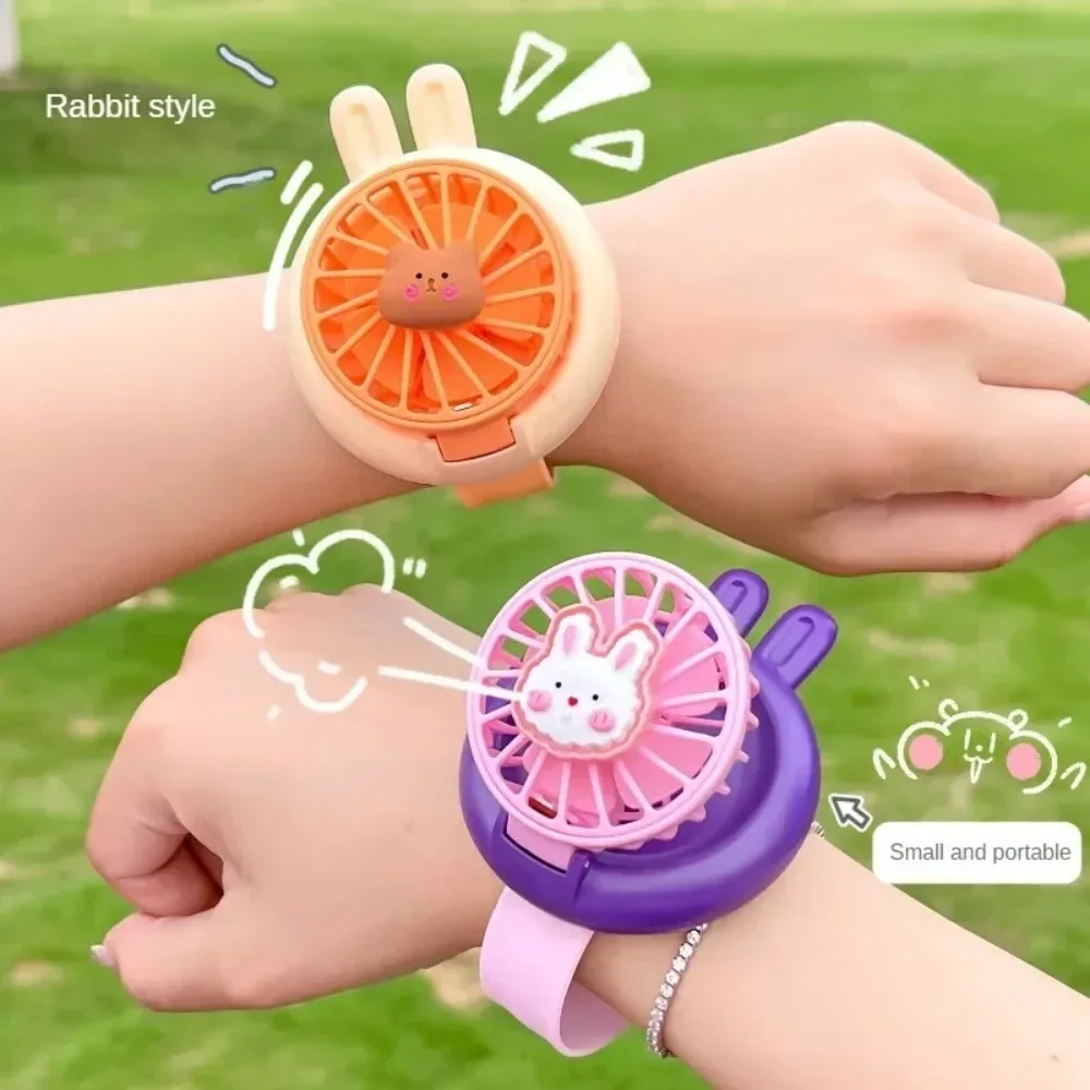 New Handheld Lightweight Children's Mini Fan USB Charging Cute Cartoon Watch Fan Outdoor Portable Small Fan Easy To Carry