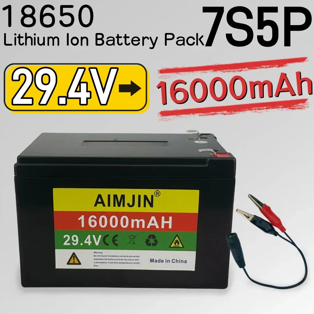 100% New 7S5P Power Battery 29.4V 16000mAh 500W High-power 18650 Lithium-ion Battery Pack