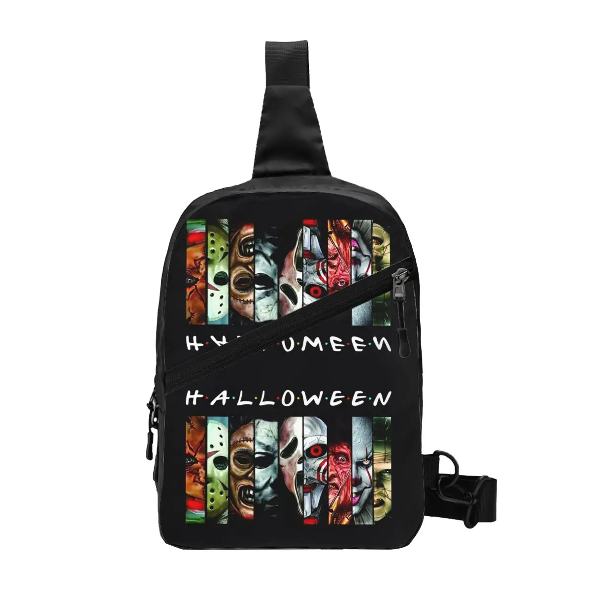 Cool Halloween Horror Movie Character Sling Bag para viagens Caminhadas Homens Peito Crossbody Mochila Ombro Daypack