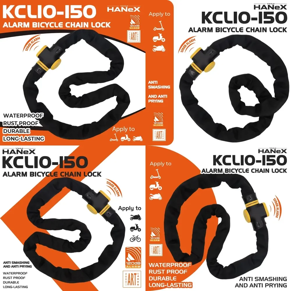 Anti-Theft Motorcycle Chain Lock Alloy Steel Electronic Body Stainless Steel Bicycle Chain Lock 120DB Alarm