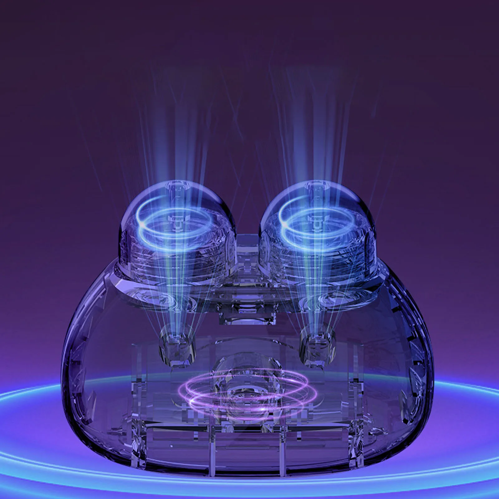 コンタクトレンズクリーナー 超音波ポータブル自動充電式ソフトレンズ洗浄機 シアン