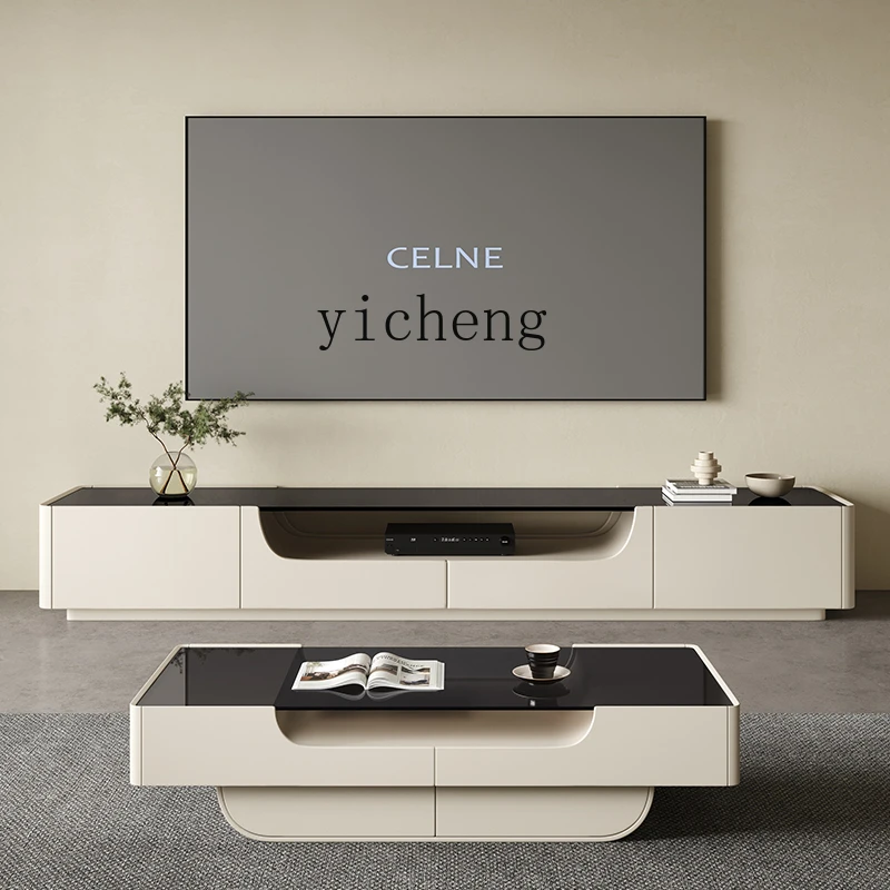 

ZK Coffee Table TV Cabinet Combination Living Room Tempered Glass Coffee Table Modern Minimalist Internet Celebrity Tea Table