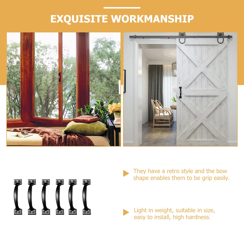 

6 pcs Black Door Handles Iron Bow Pull Cabinet Drawer Handles Furniture Knobs Metal Wardrobe Cupboard Closet Hardware