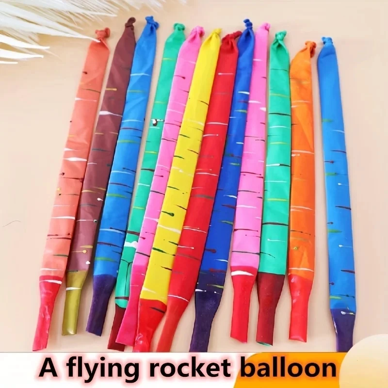 10/20pcs Mixed Color Long Latex Rocket Balloon Flying Squeaking Children Birthday Party Decoration Classic Toys