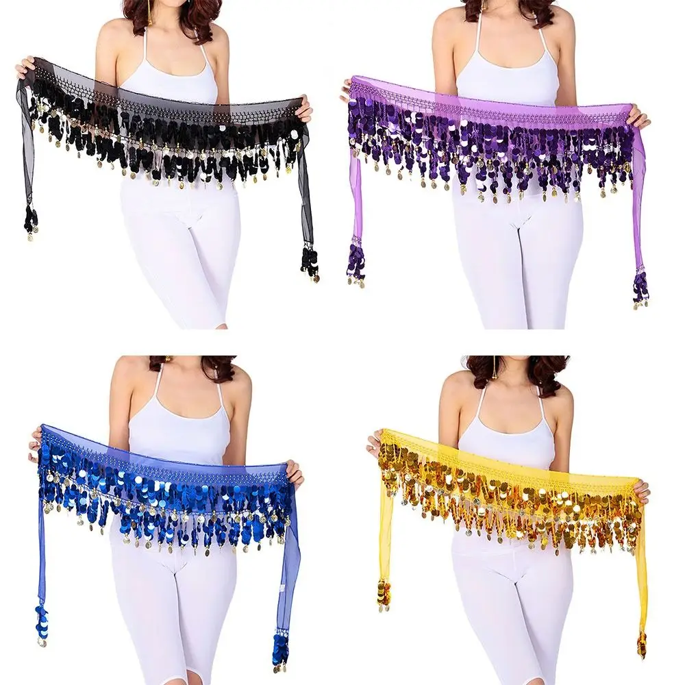 Thailand/India/Arab Dancer Sequins Tassels Skirt Women Sexy Belly Dance Hip Scarf Wrap Belt Dancer Skirt Female Show Costumes image 4