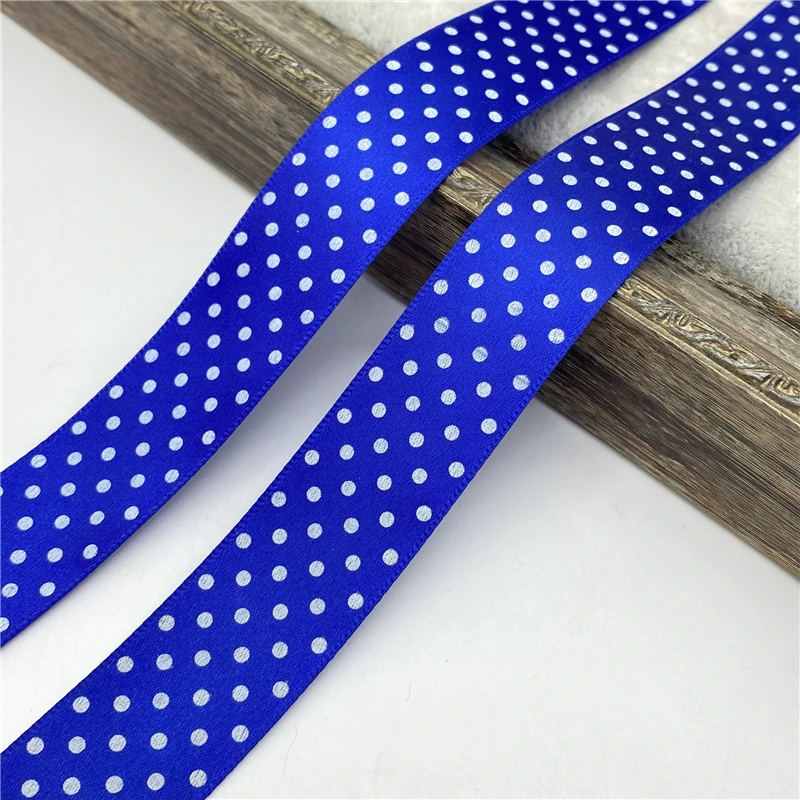 5 yards/lot 25mm Printing Dots Polyester Satin Ribbon Wedding Party Decoration Gift Wrapping Hair Bows DIY Christmas