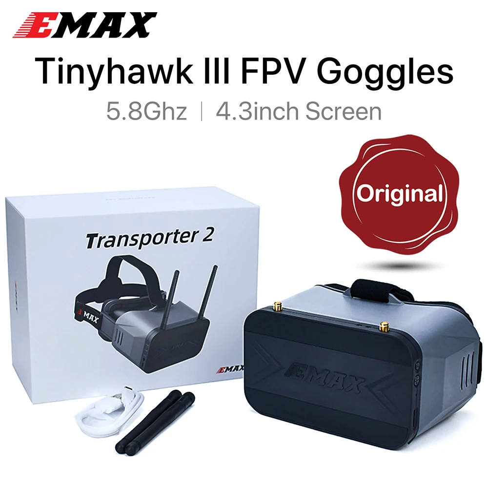 EMAX Tinyhawk 3 FPV Goggles Transporter 2 5.8Ghz 4.3inch Screen for Racing Drone Quadcopter Replacement Parts and Accessories