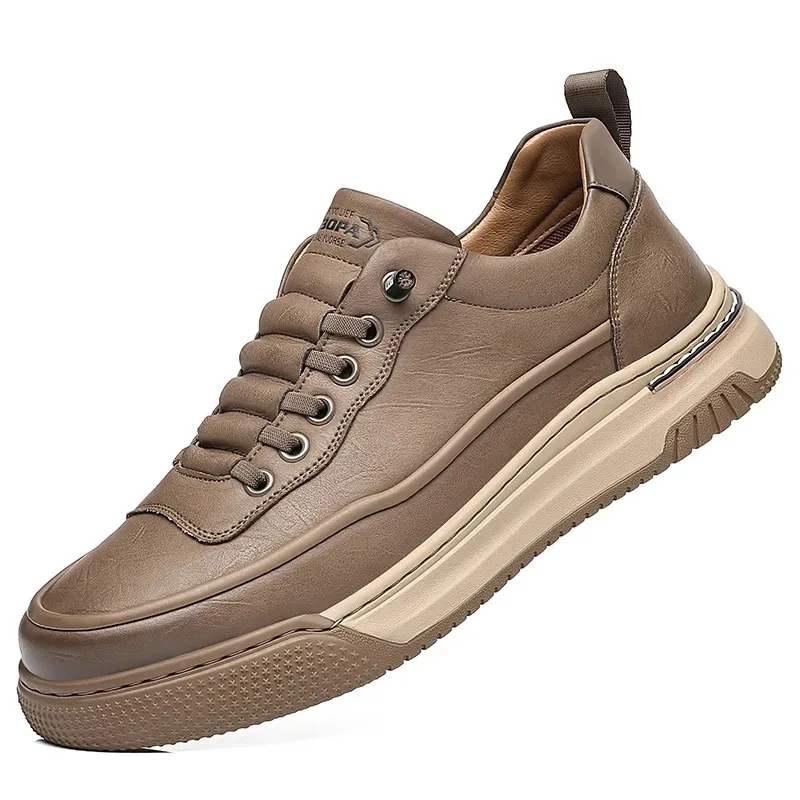 Zapatos informales de cuero para Hombre, Zapatillas de deporte de calidad para Hombre, zapatos de plataforma antideslizantes para exteriores, zapatos de cuero informales de negocios, Zapatillas para Hombre