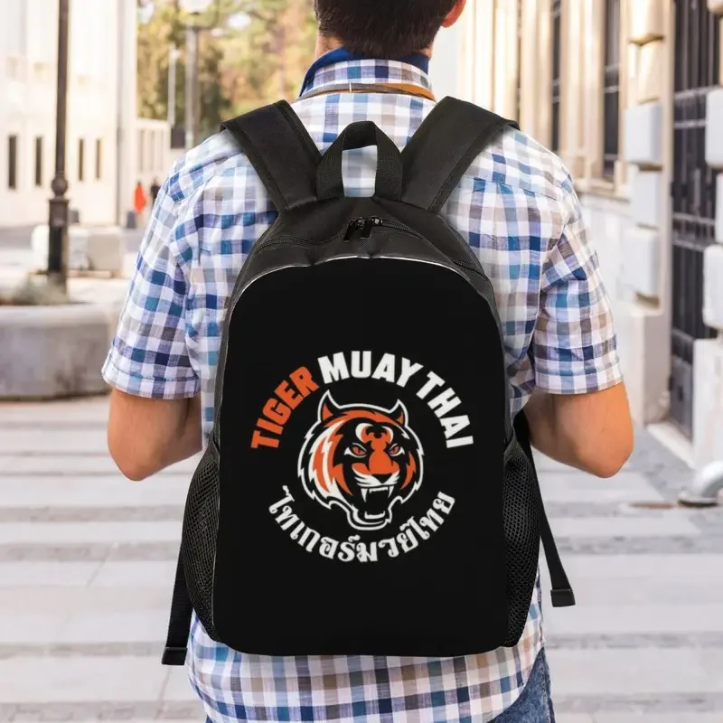 Tiger-mochila para ordenador portátil Muay Thai para hombre y mujer, bolsa de libros básica para escuela, estudiante universitario, bolsas de combate de boxeo de Tailandia