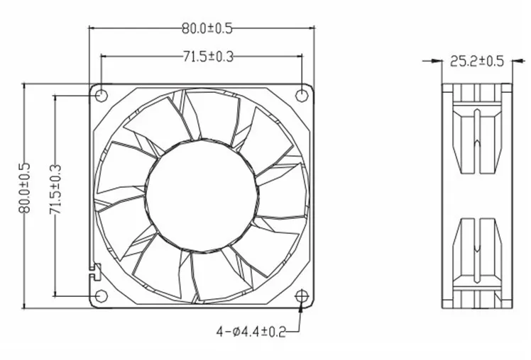 Imagem -05 - Ventilador Refrigerando Axial Ee80251b1000u-g99 Dc12v 0.14a 1.7w 8025