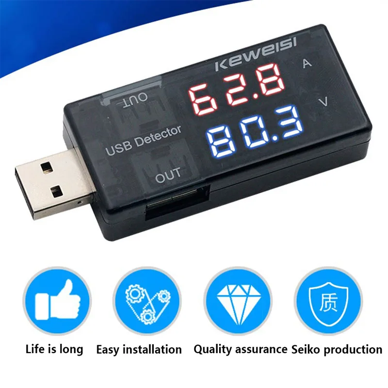 USB Current Voltage Charging Detector Tester Battery Voltmeter Ammeter Charger 