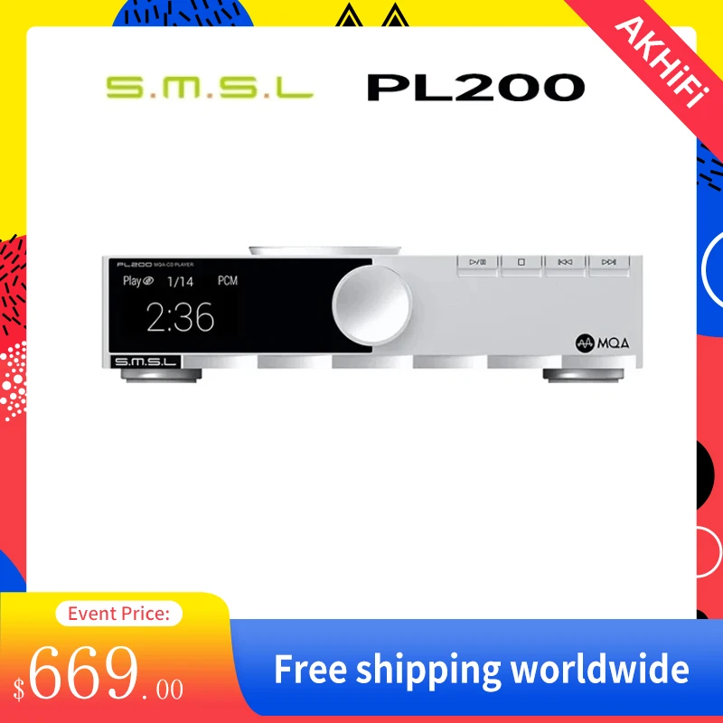 SMSL PL200 MQA CD Player Hi-End Class CD Program AK4499EX DAC