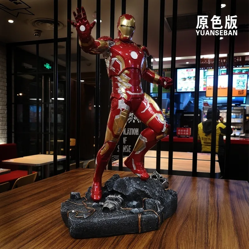 50cm Marvel Comics Collection Figure Iron Man High-end Resin Anime Action Collection Desktop Ornament Decoration Children Toys